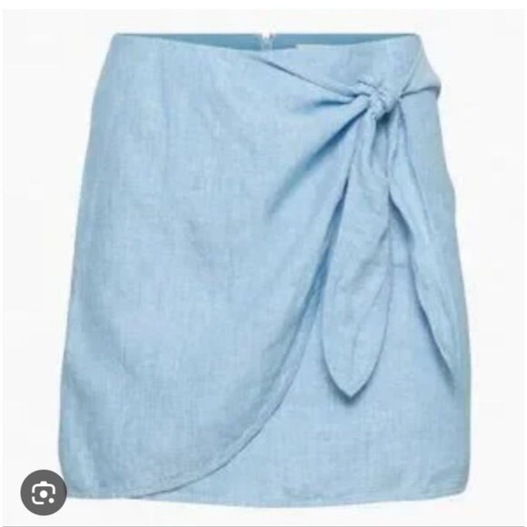 ARITZIA | Wilfred Parthenon Wrap Skirt Linen Blue Sz 6 - Picture 1 of 8